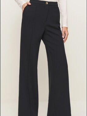Reformation Teddy Knit Pant - Black Wide-Leg Trousers